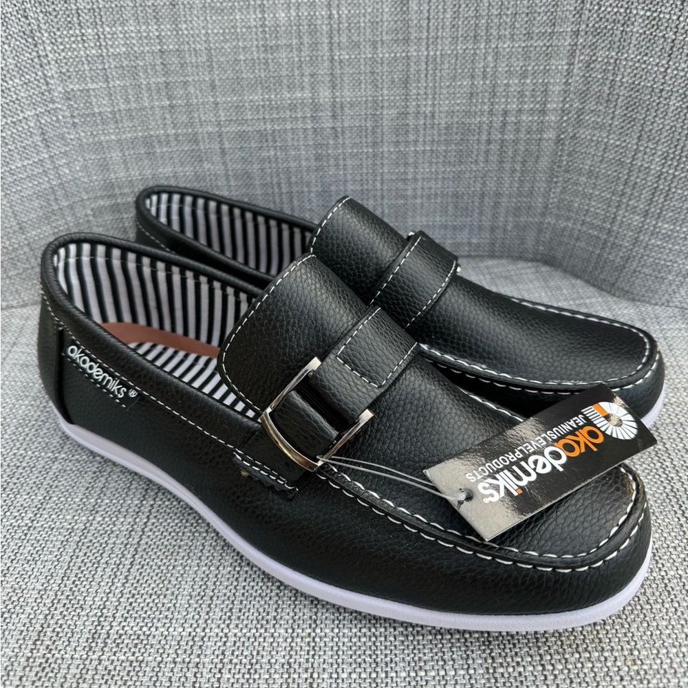 Akademiks Boys Tom Slip-on Loafers Moccasins Black Dress Shoes Kids Size 5